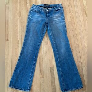 Joes jeans 100% cotton USA made low mid rise slight flare leg size 30
